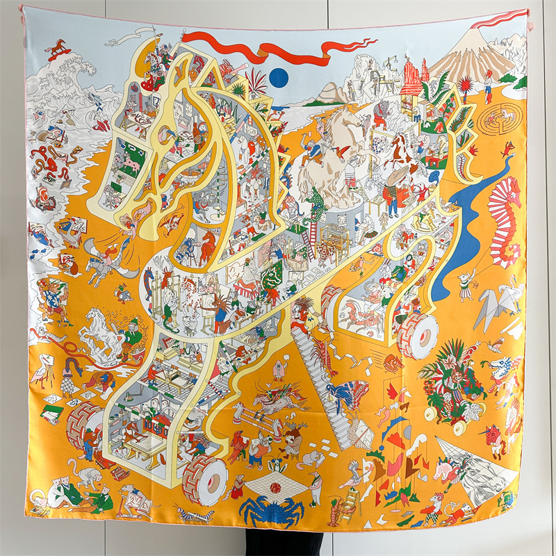 Silk Scarf 135CM Hand-Rolled S - Face Scarf Mask 评论和价格