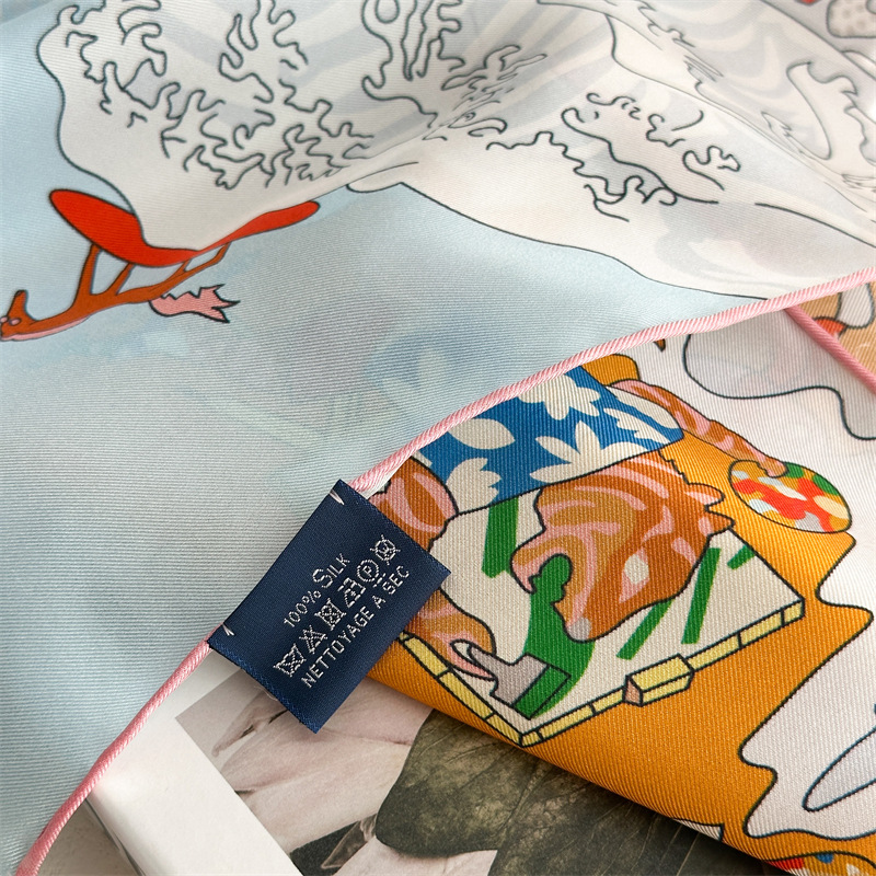 Silk Scarf 135CM Hand-Rolled S - Face Scarf Mask 评论和价格