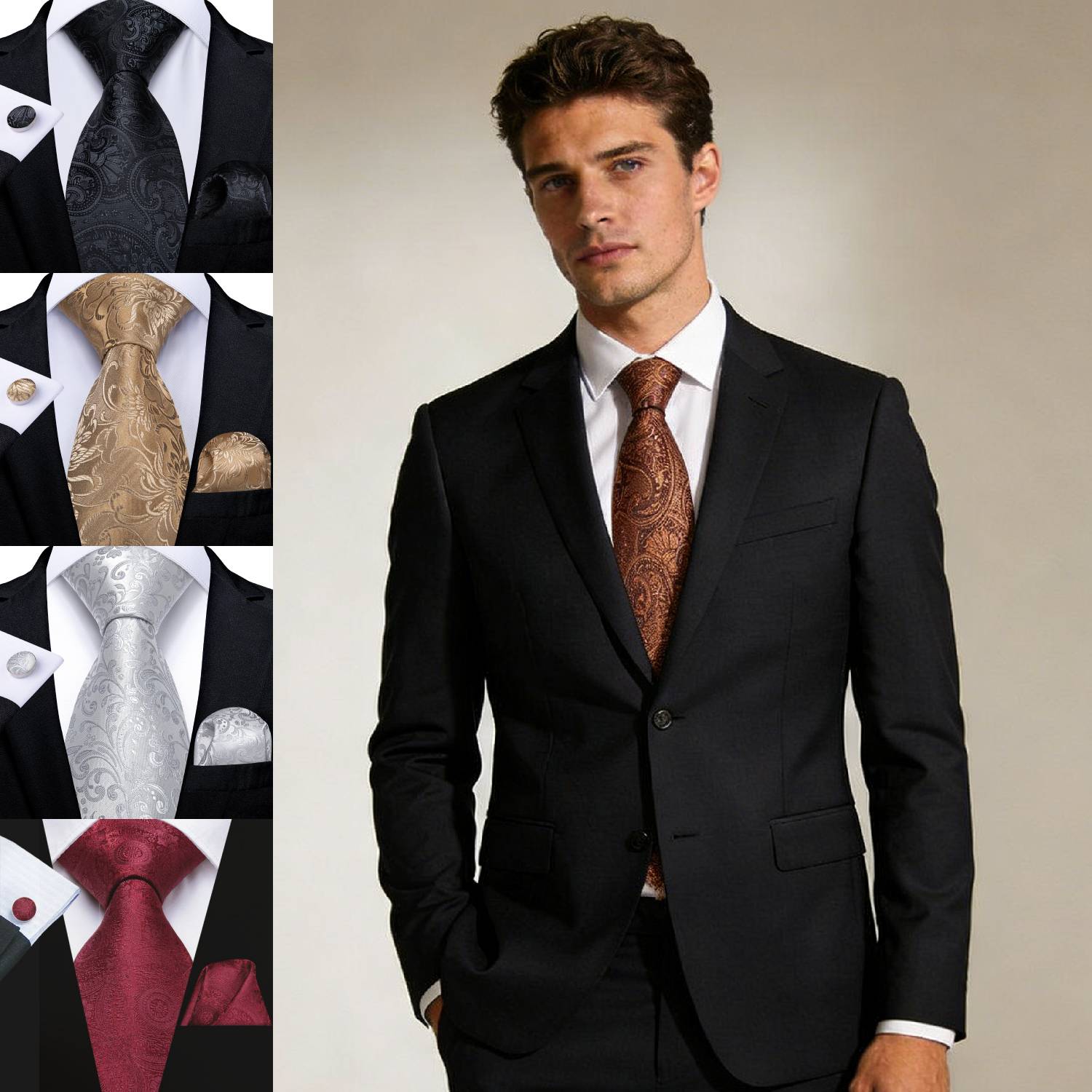 Tie Set for Men, 3-Piece Weddi - Silk Tie Striped 评论和价格