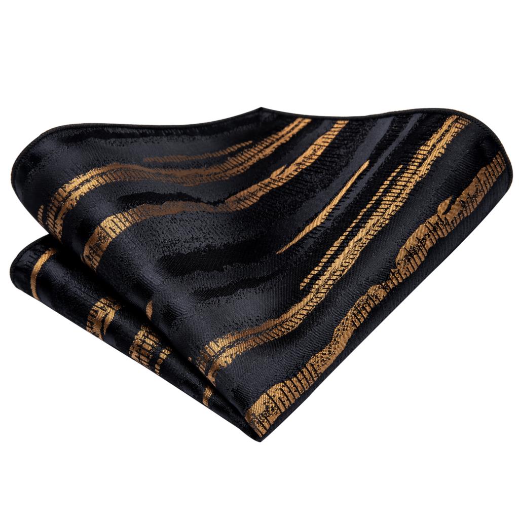 Hi-Tie Black Gold Striped Silk - Silk Tie Striped 评论和价格